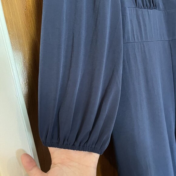 NWT Soft Surroundings Navy Long Sleeve Jumpsuit XL Polyester Blend - Picture 3 of 8